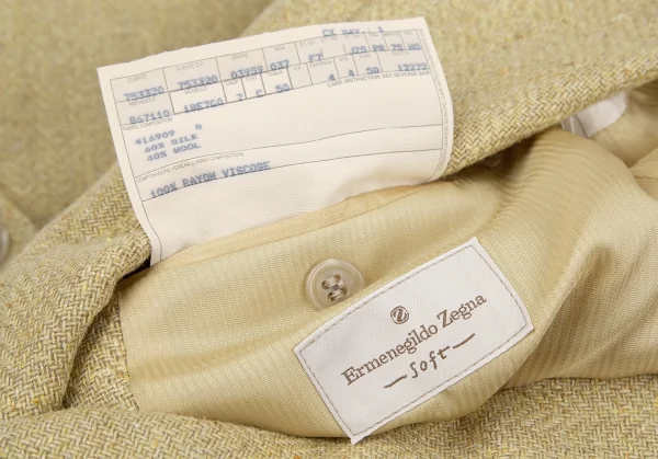 エルメネジルドゼニアErmenegildo Zegna シルクウールツイード3Bジャケット 黄50 K-117641_014