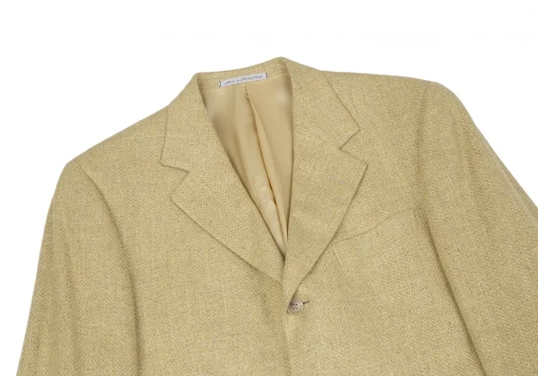 エルメネジルドゼニアErmenegildo Zegna シルクウールツイード3Bジャケット 黄50 K-117641_002