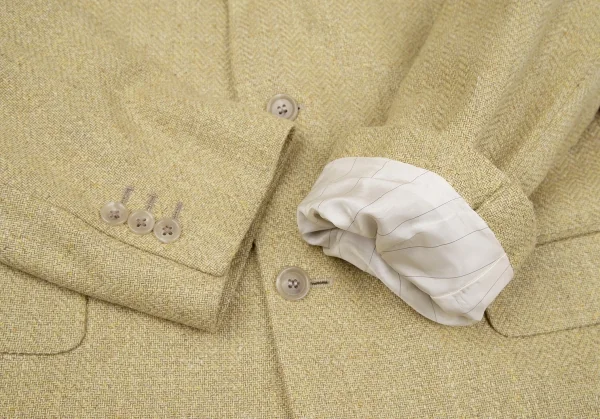 エルメネジルドゼニアErmenegildo Zegna シルクウールツイード3Bジャケット 黄50 K-117641_007