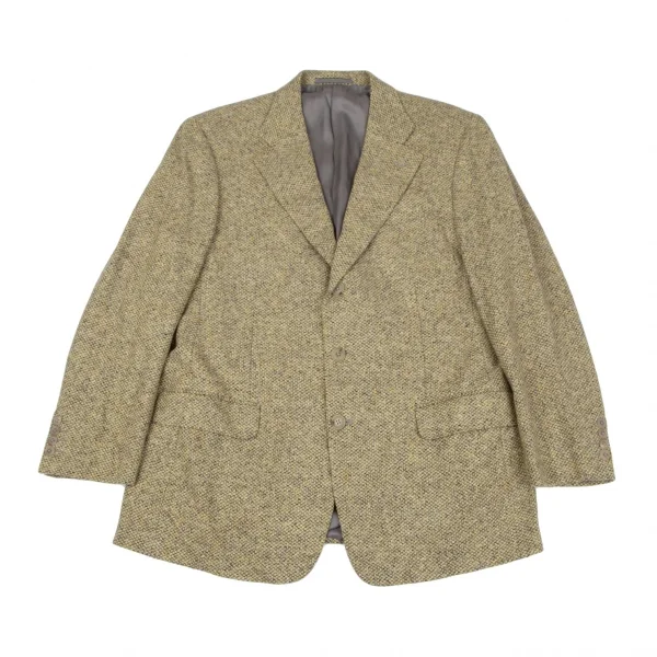 エルメネジルドゼニアErmenegildo Zegna カシミヤツイード3Bジャケット 黄グレー52 K-117642_001