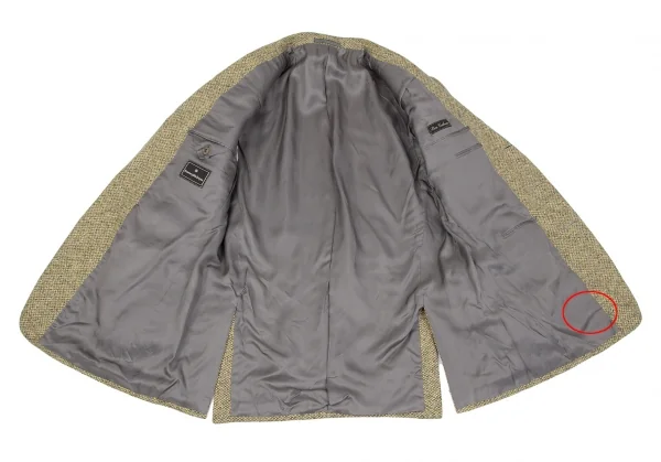 エルメネジルドゼニアErmenegildo Zegna カシミヤツイード3Bジャケット 黄グレー52 K-117642_010