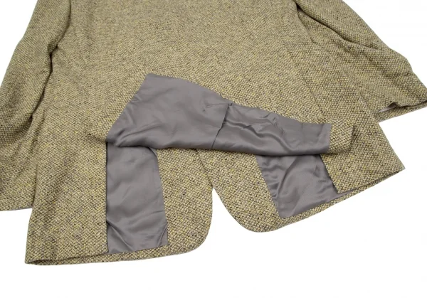 エルメネジルドゼニアErmenegildo Zegna カシミヤツイード3Bジャケット 黄グレー52 K-117642_013