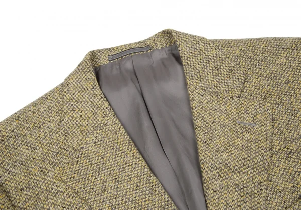 エルメネジルドゼニアErmenegildo Zegna カシミヤツイード3Bジャケット 黄グレー52 K-117642_003