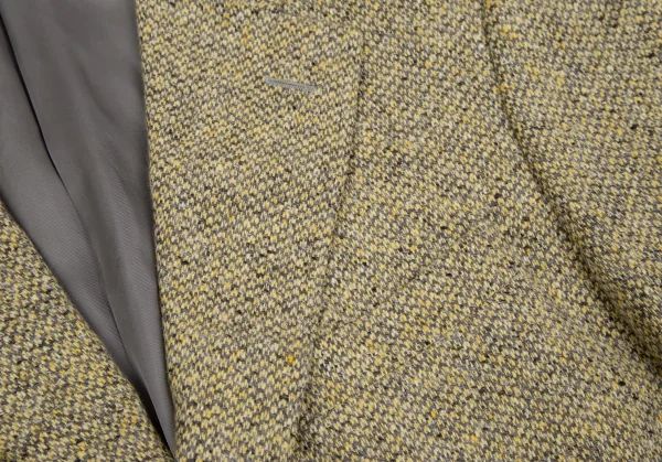 エルメネジルドゼニアErmenegildo Zegna カシミヤツイード3Bジャケット 黄グレー52 K-117642_004
