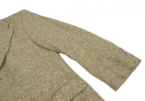エルメネジルドゼニアErmenegildo Zegna カシミヤツイード3Bジャケット 黄グレー52 K-117642_006