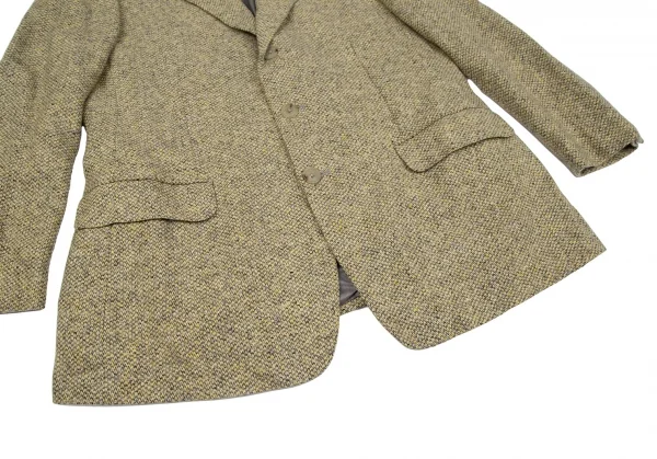 エルメネジルドゼニアErmenegildo Zegna カシミヤツイード3Bジャケット 黄グレー52 K-117642_008