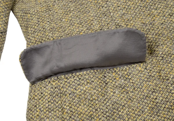 エルメネジルドゼニアErmenegildo Zegna カシミヤツイード3Bジャケット 黄グレー52 K-117642_009
