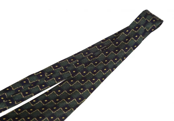 ヒューゴボスHUGO BOSS シルクブロックチェックプリントネクタイ 緑黒 K-117645_003