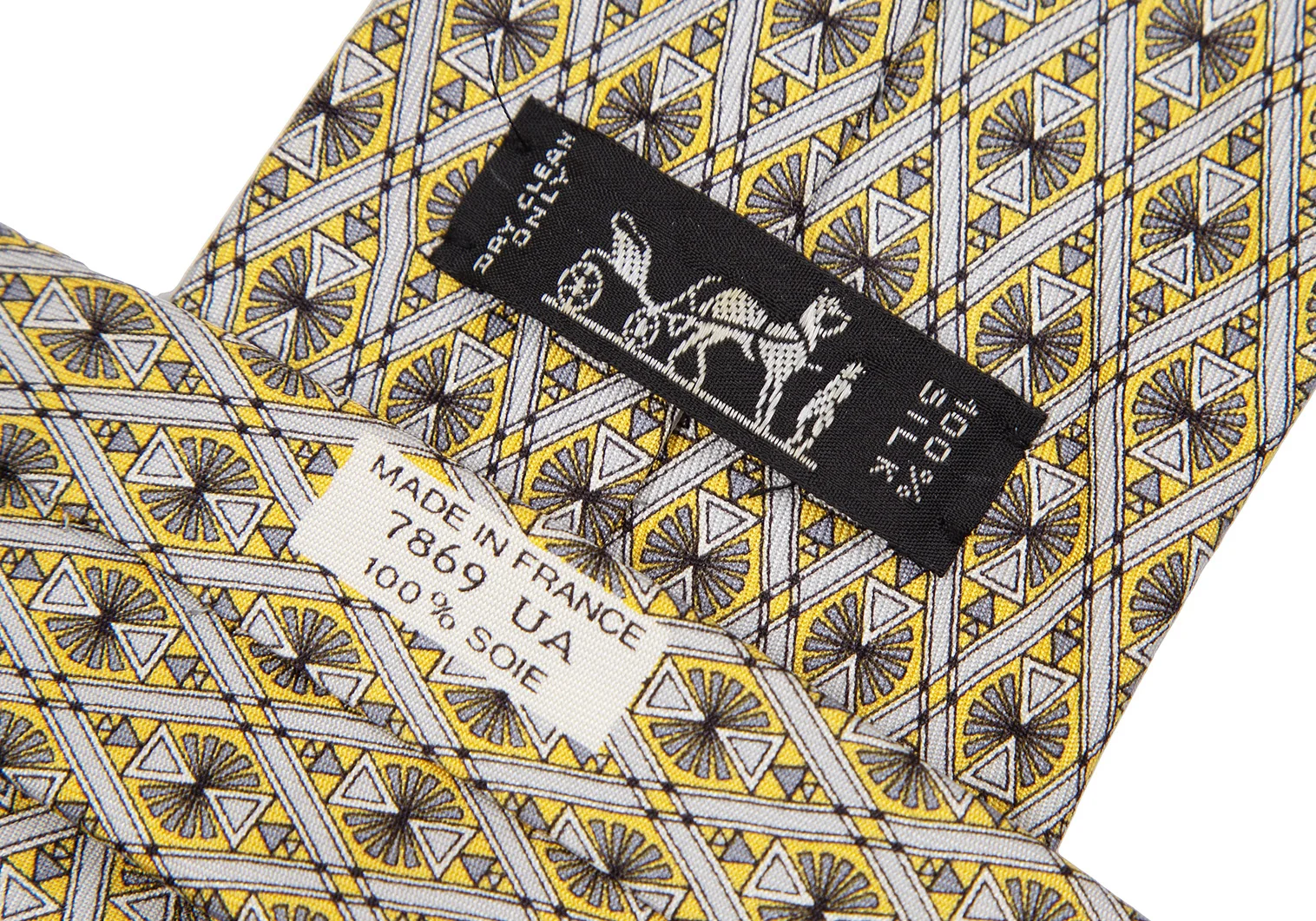 エルメスHERMES シルクグラフィックプリントネクタイ 黄 | DC