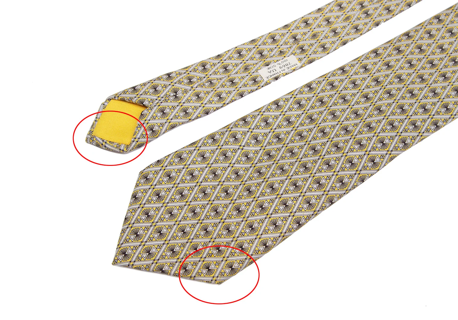 エルメスHERMES シルクグラフィックプリントネクタイ 黄 | DC