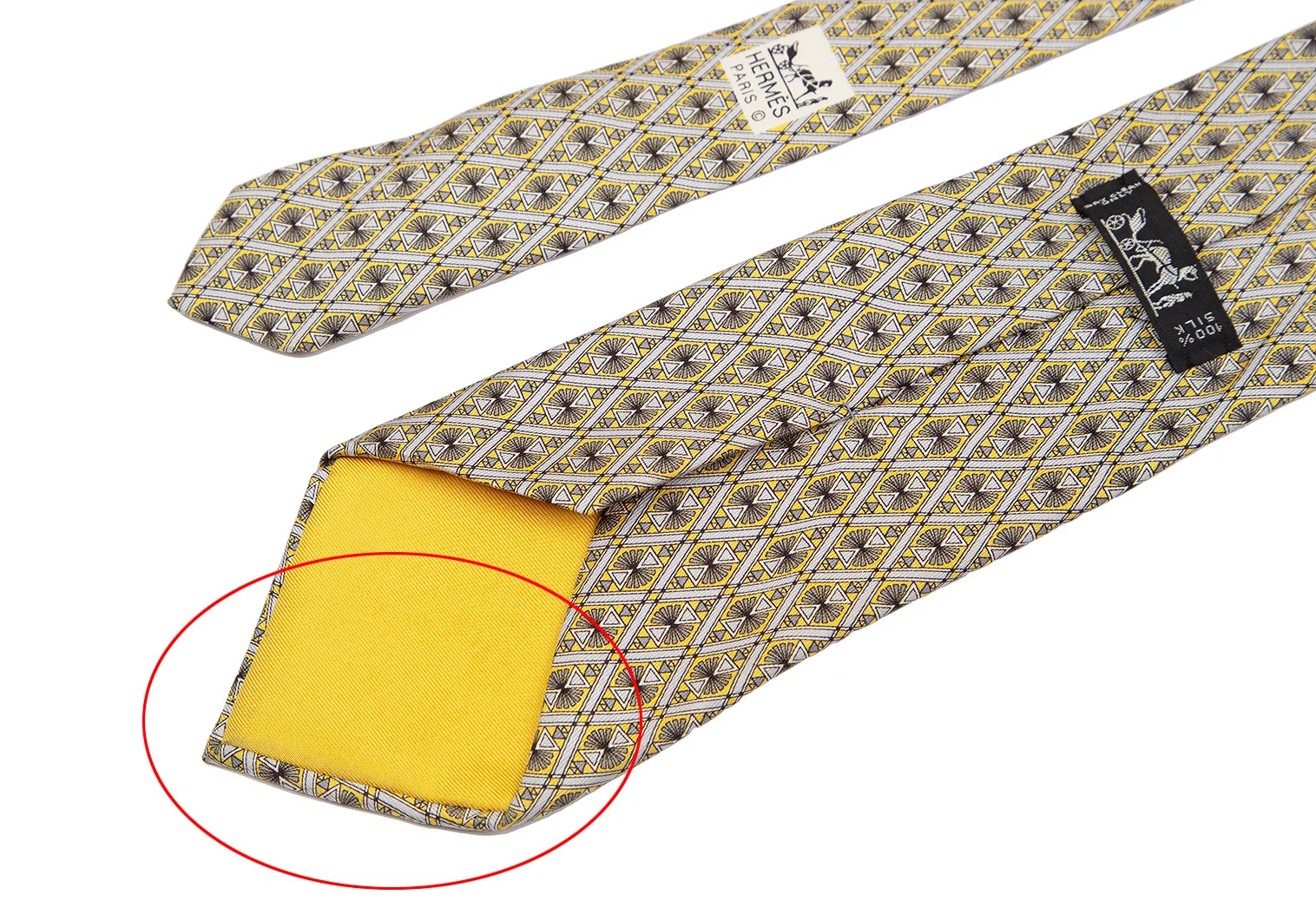エルメスHERMES シルクグラフィックプリントネクタイ 黄 | DC