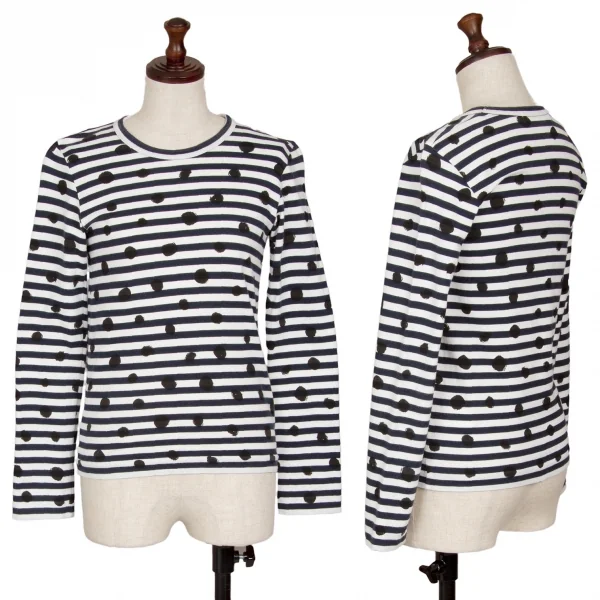 BLACK コムデギャルソン　ボーダー　【S】　長袖　カットソー　ペイント ブラックコムデギャルソンBLACK COMME des GARCONS 手描きドット