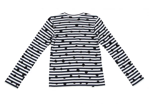 25aw ブラックコムデギャルソン　プリントボーダーカットソー　長袖Tシャツ ブラックコムデギャルソンBLACK COMME des GARCONS 手描きドット