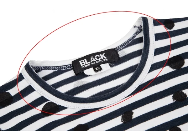 ブラック コムデギャルソン　ドットプリント長袖ボーダーカットソー ブラックコムデギャルソンBLACK COMME des GARCONS 手描きドット