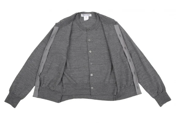 コムコム コムデギャルソンCOMME des GARCONS フロントレイヤードウールニットカーディガン グレーXS K-117672_010
