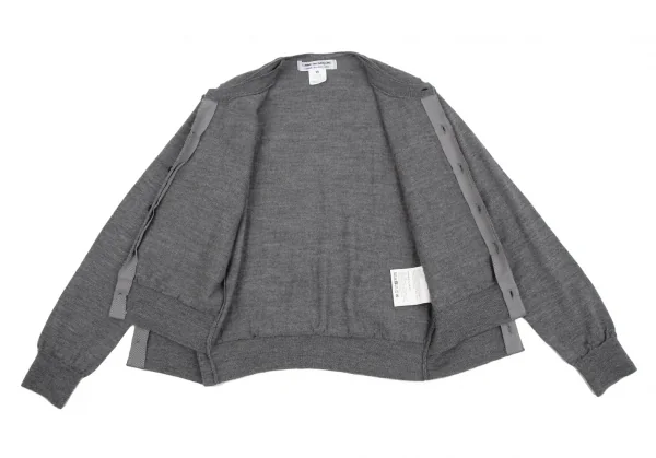 コムコム コムデギャルソンCOMME des GARCONS フロントレイヤードウールニットカーディガン グレーXS K-117672_011