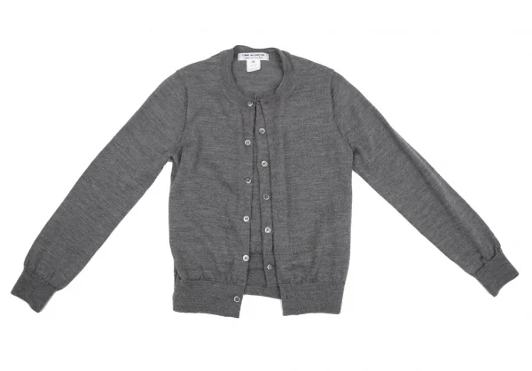コムコム コムデギャルソンCOMME des GARCONS フロントレイヤードウールニットカーディガン グレーXS K-117672_002