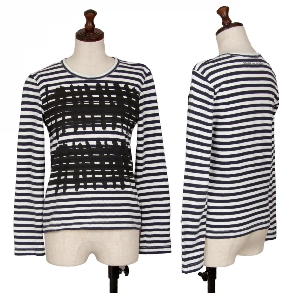 コムデギャルソンCOMME des GARCONS グラフィックプリントボーダーカットソー 紺白SS K-117678_001