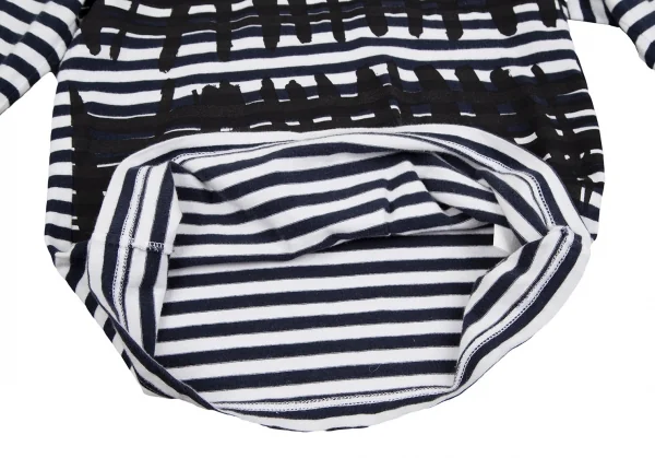 コムデギャルソンCOMME des GARCONS グラフィックプリントボーダーカットソー 紺白SS K-117678_010