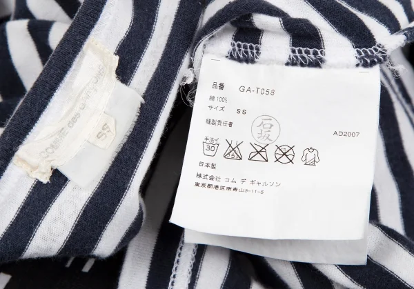 コムデギャルソンCOMME des GARCONS グラフィックプリントボーダーカットソー 紺白SS K-117678_015