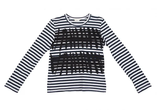コムデギャルソンCOMME des GARCONS グラフィックプリントボーダーカットソー 紺白SS K-117678_002