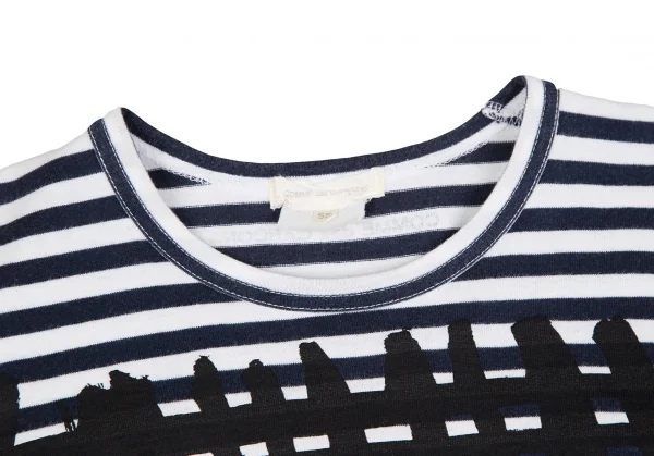 コムデギャルソンCOMME des GARCONS グラフィックプリントボーダーカットソー 紺白SS K-117678_003