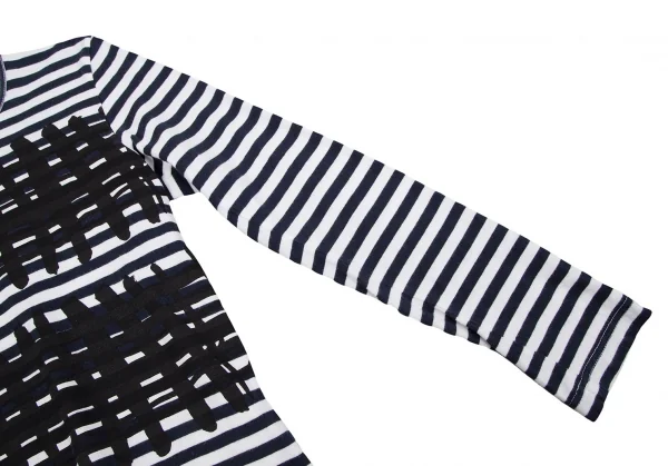 コムデギャルソンCOMME des GARCONS グラフィックプリントボーダーカットソー 紺白SS K-117678_006