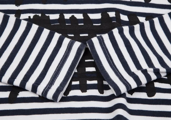 コムデギャルソンCOMME des GARCONS グラフィックプリントボーダーカットソー 紺白SS K-117678_007