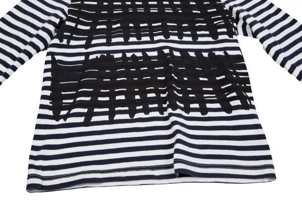 コムデギャルソンCOMME des GARCONS グラフィックプリントボーダーカットソー 紺白SS K-117678_009