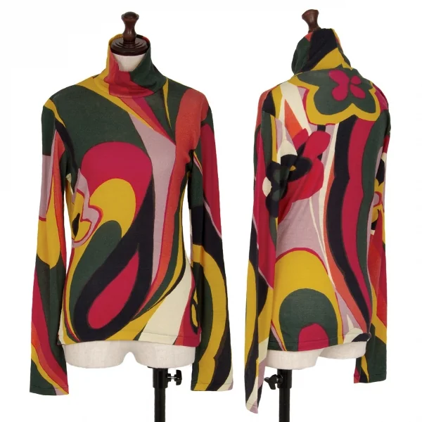 ヨウジヤマモト ファムYohji Yamamoto FEMME グラフィックプリントウールハイネックカットソー マルチ3 K-117690_001
