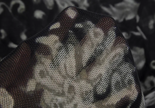 ヨウジヤマモト ファムYohji Yamamoto FEMMEダマスクプリントメッシュTシャツ 黒M K-117698_012