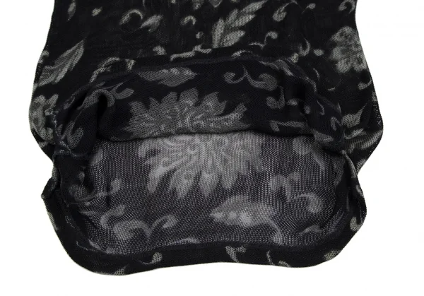 ヨウジヤマモト ファムYohji Yamamoto FEMMEダマスクプリントメッシュTシャツ 黒M K-117698_008