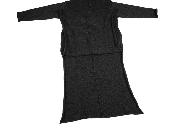 ヨウジヤマモト ファムYohji Yamamoto FEMMEヘンリーネックニットワンピース チャコールM K-117705_011