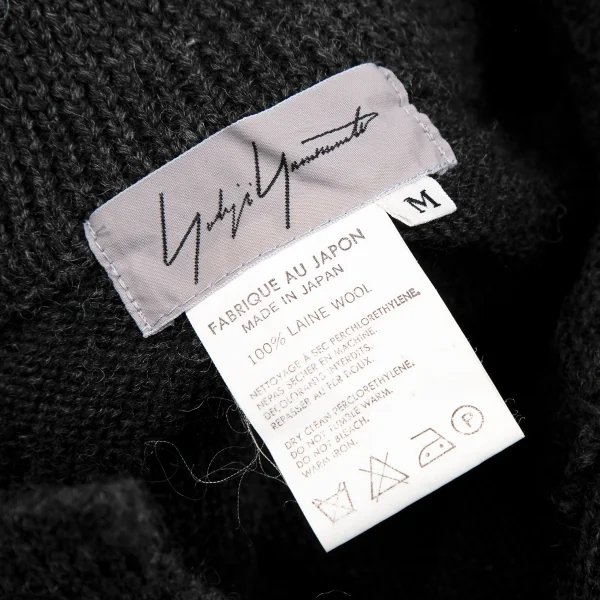 ヨウジヤマモト ファムYohji Yamamoto FEMMEヘンリーネックニットワンピース チャコールM K-117705_015