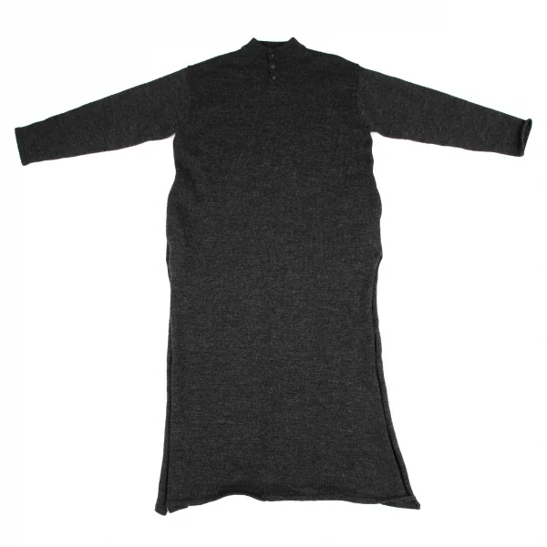 ヨウジヤマモト ファムYohji Yamamoto FEMMEヘンリーネックニットワンピース チャコールM K-117705_002