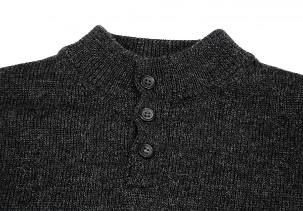 ヨウジヤマモト ファムYohji Yamamoto FEMMEヘンリーネックニットワンピース チャコールM K-117705_004