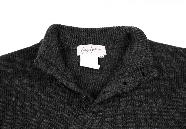 ヨウジヤマモト ファムYohji Yamamoto FEMMEヘンリーネックニットワンピース チャコールM K-117705_006