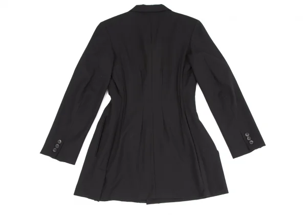 ヨウジヤマモト ファムYohji Yamamoto FEMME ウールギャバピンタックデザインアシンメトリージャケット 黒XS K-117706_015