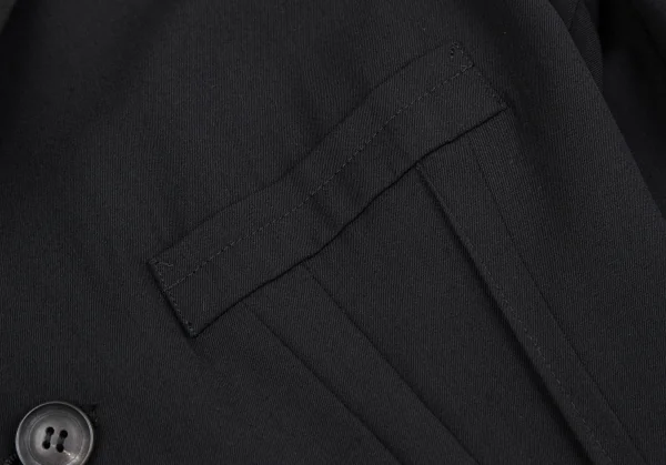 ヨウジヤマモト ファムYohji Yamamoto FEMME ウールギャバピンタックデザインアシンメトリージャケット 黒XS K-117706_006