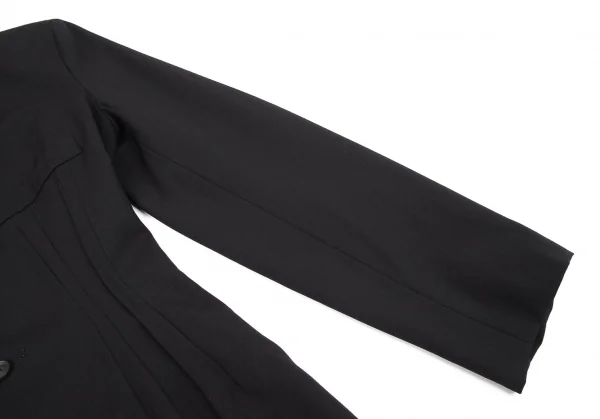 ヨウジヤマモト ファムYohji Yamamoto FEMME ウールギャバピンタックデザインアシンメトリージャケット 黒XS K-117706_007