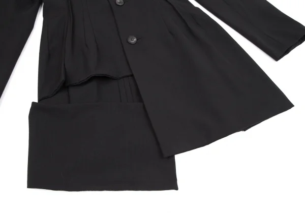 ヨウジヤマモト ファムYohji Yamamoto FEMME ウールギャバピンタックデザインアシンメトリージャケット 黒XS K-117706_009