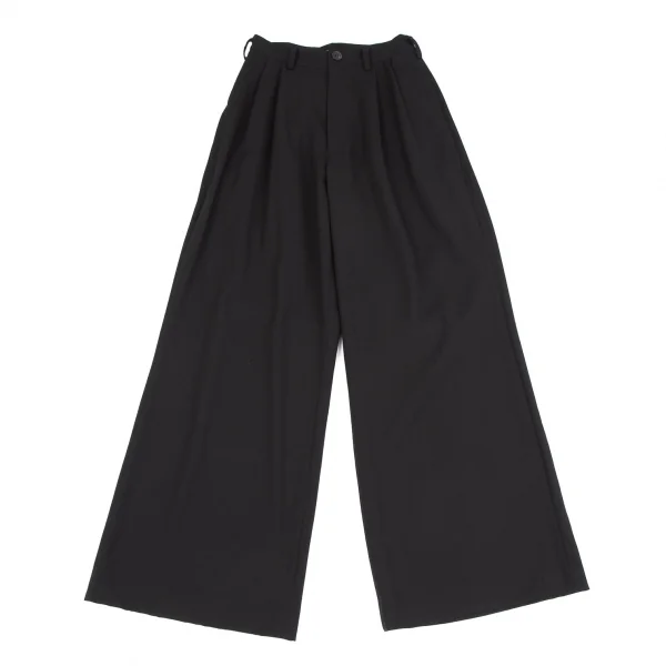 ヨウジヤマモト ファムYohji Yamamoto FEMME ウールギャバツータックワイドパンツ 黒XS K-117707_001