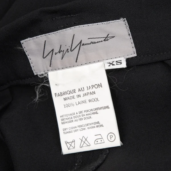 ヨウジヤマモト ファムYohji Yamamoto FEMME ウールギャバツータックワイドパンツ 黒XS K-117707_011