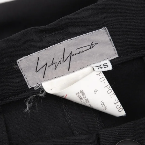 ヨウジヤマモト ファムYohji Yamamoto FEMME ウールギャバツータックワイドパンツ 黒XS K-117707_012