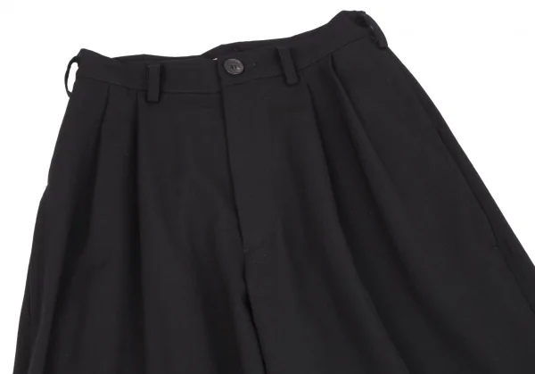 ヨウジヤマモト ファムYohji Yamamoto FEMME ウールギャバツータックワイドパンツ 黒XS K-117707_002