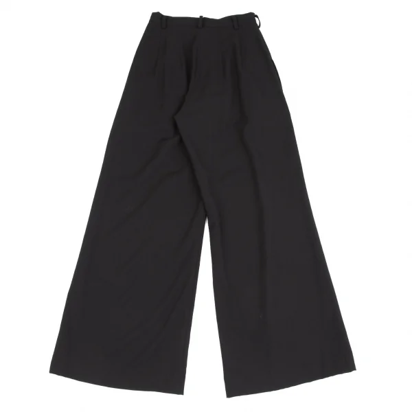 ヨウジヤマモト ファムYohji Yamamoto FEMME ウールギャバツータックワイドパンツ 黒XS K-117707_008