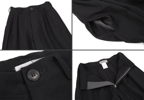 ヨウジヤマモト ファムYohji Yamamoto FEMME ウールギャバアシンメトリージャケットセットアップスーツ 黒XS K-117708_013