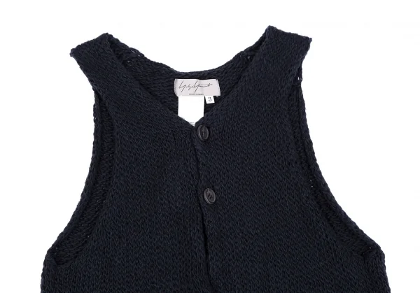 ヨウジヤマモト プールオムYohji Yamamoto POUR HOMME コットンローゲージニットベスト 紺3 K-117715_002