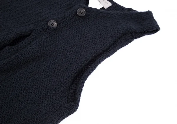 ヨウジヤマモト プールオムYohji Yamamoto POUR HOMME コットンローゲージニットベスト 紺3 K-117715_005