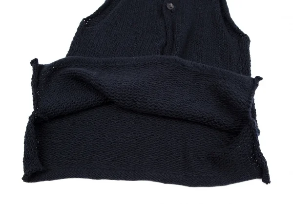 ヨウジヤマモト プールオムYohji Yamamoto POUR HOMME コットンローゲージニットベスト 紺3 K-117715_006